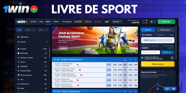 1win Livre de sport - opportunités de paris